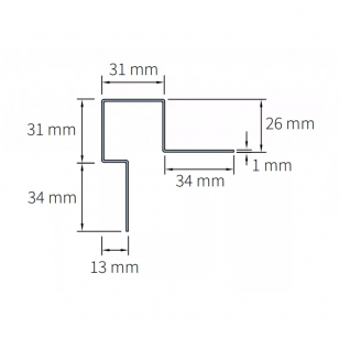 Cedral CLASSIC išorinio kampo (angokraščio) profilis, asimetriškas (3m / vnt)