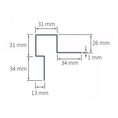 Cedral CLASSIC išorinio kampo (angokraščio) profilis, asimetriškas (3m / vnt) 1