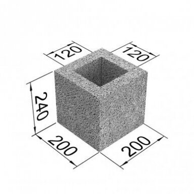 FIBO ventiliacinis/kaminų blokelis 200x240x200 mm FIBO ventiliacinis/kaminų blokelis 200x240x200 mm